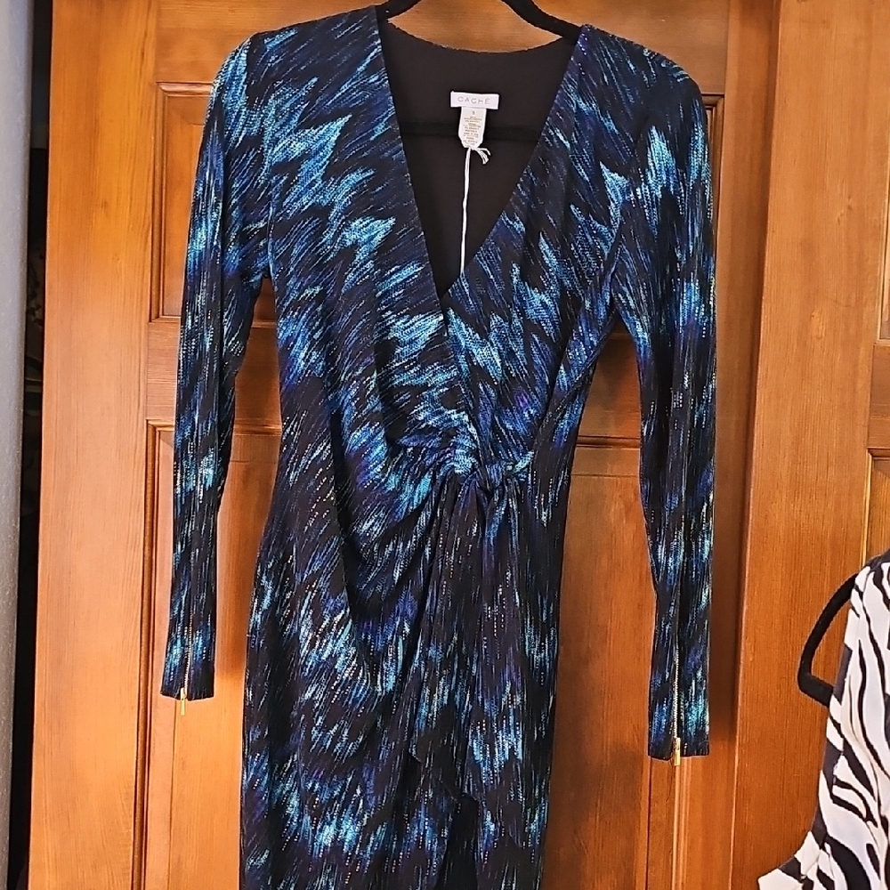 Elegant Blue Patterned Dress